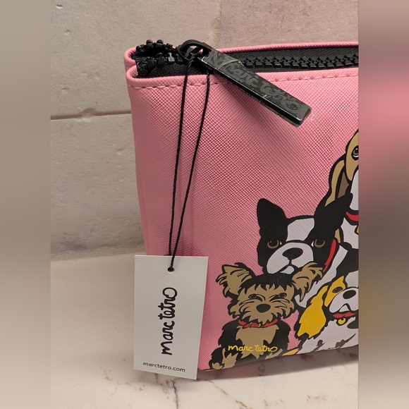 Marc Tetro Cosmetic Bag - NWT Dog Print Pink - Picture 2 of 9
